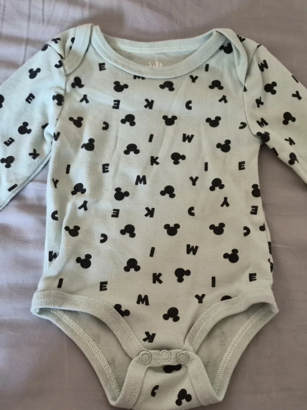 Disney Baby Mickey Mouse 3-Pack Long-Sleeve One-Pieces - White, Mint, Gray